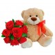 rosas e urso mimo