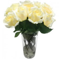 Fino Vaso Rosas Brancas